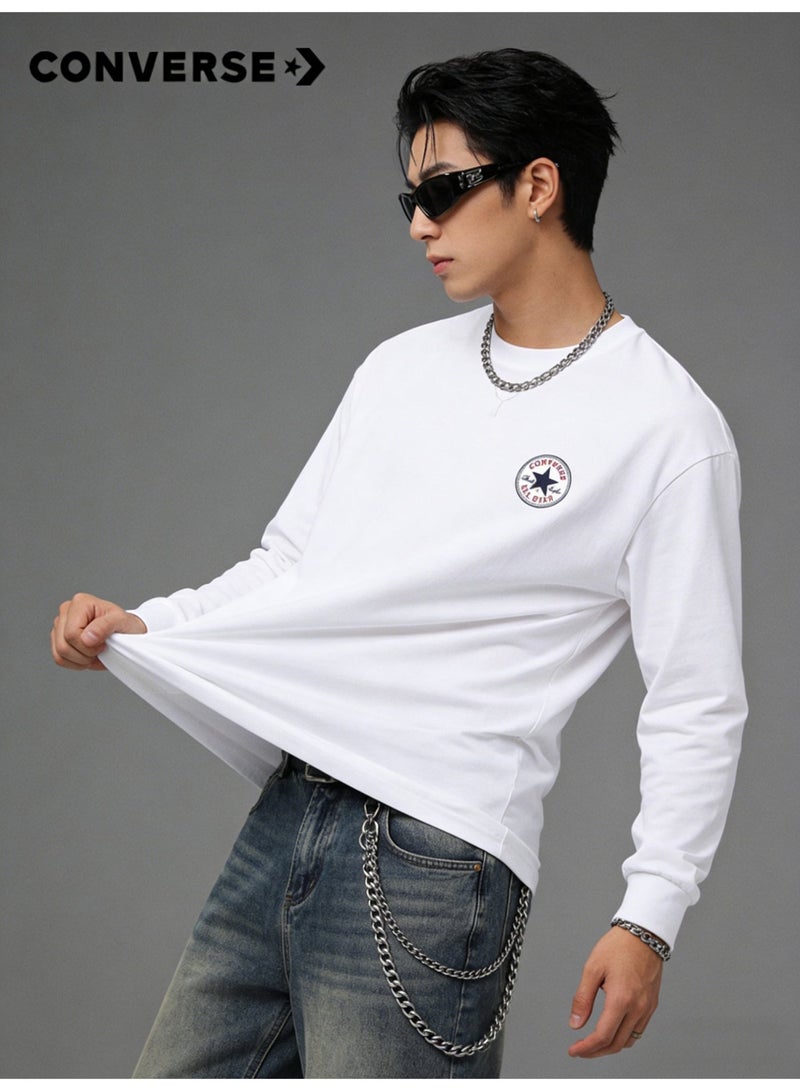 CONVERSE loose casual long-sleeved round neck T-shirt-suitable for both men and women, cotton sports shirt with logo, casual and fashionable street clothes in China. - Image 5